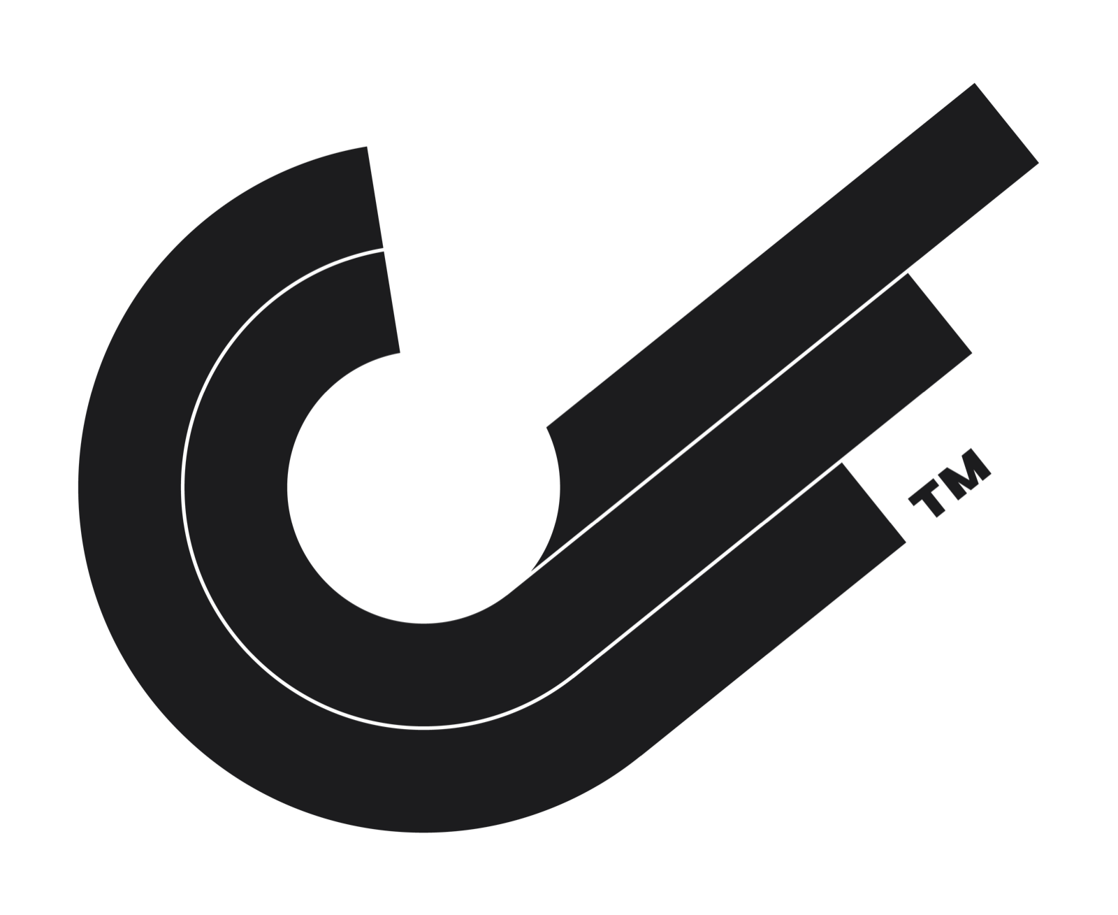 Slingshot mark as a solid Carbon one-color silhouette with keyline band separation