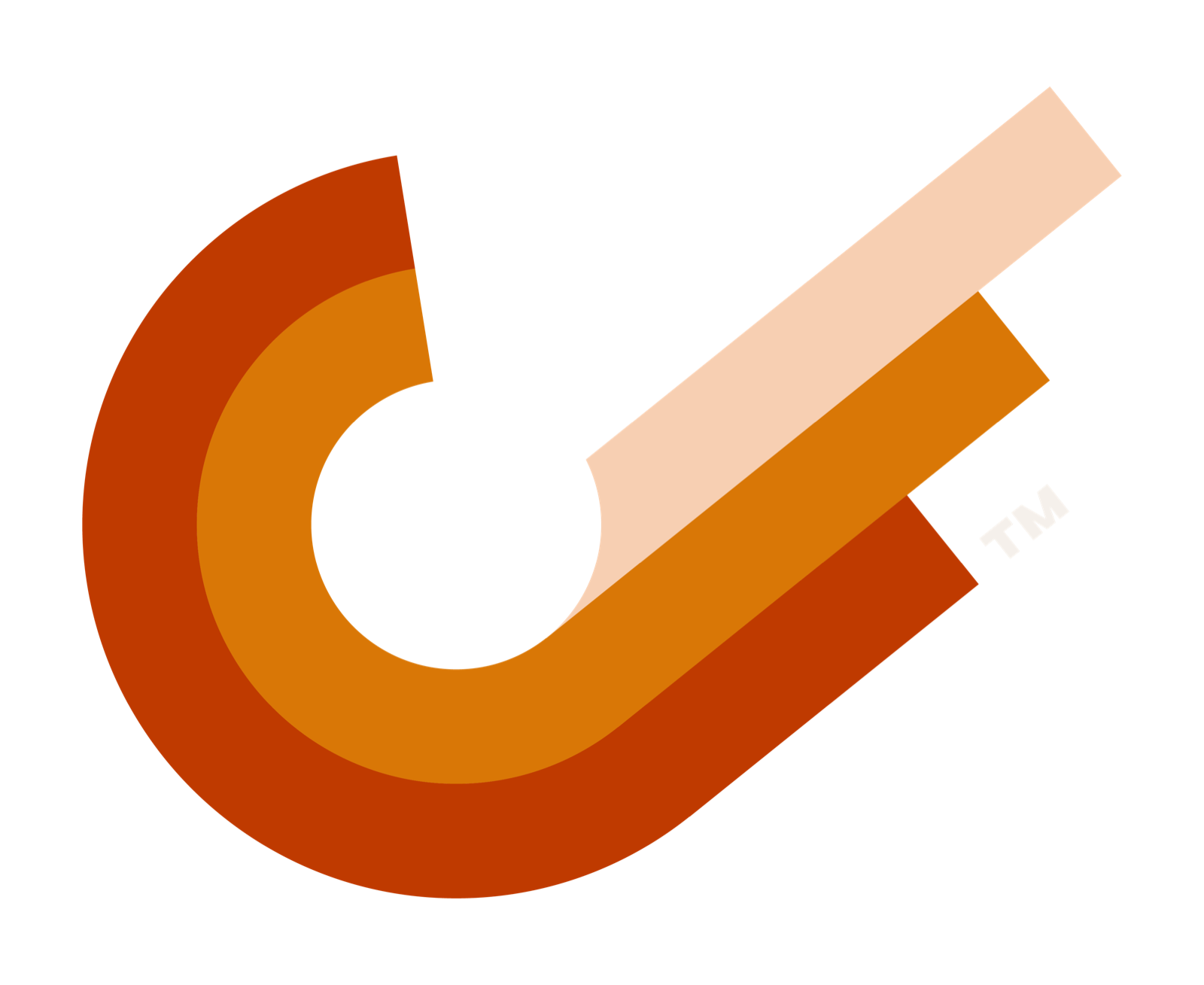 Slingshot mark alone, full color with Warm Stone trademark symbol, for dark surfaces