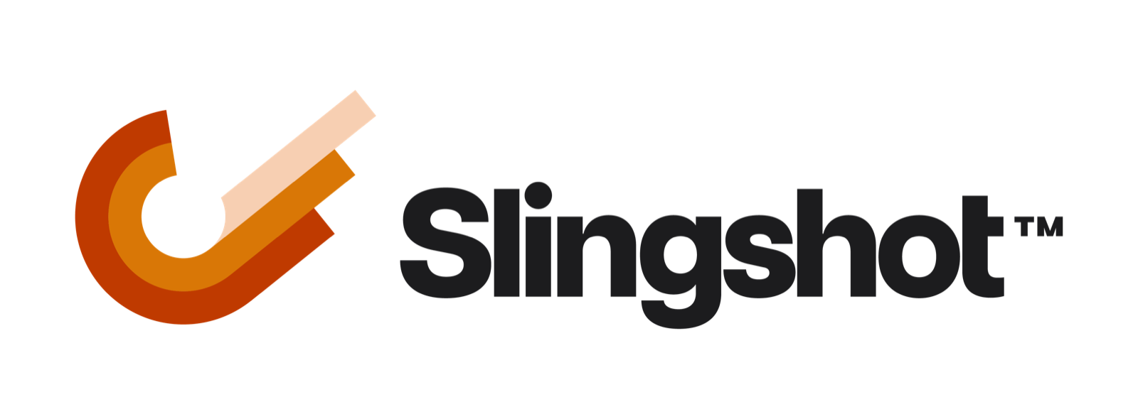 Slingshot secondary ID positive: the mark at left beside a Carbon wordmark with a conventional g