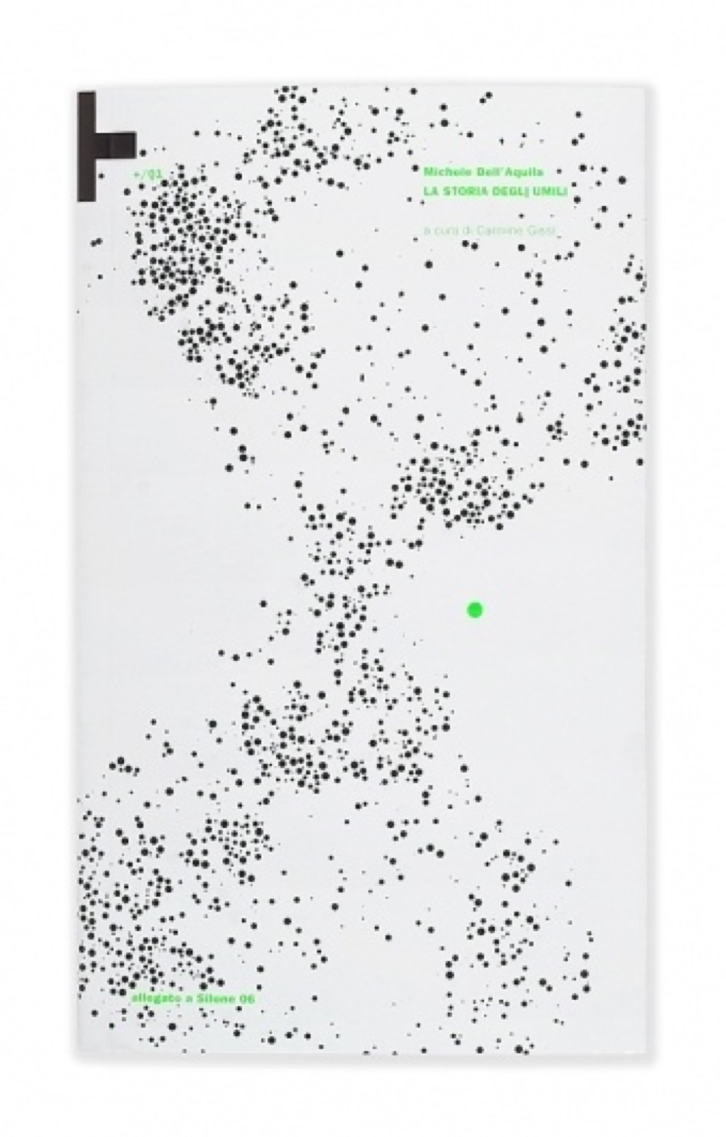 Reference: a white cover scattered with black dots and a single bright accent node